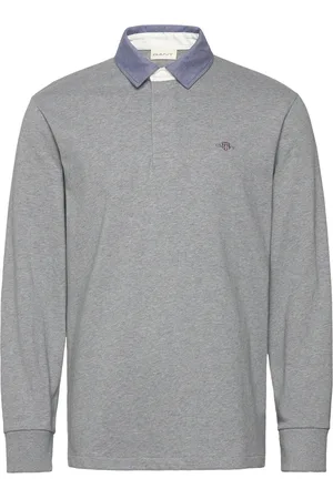 GANT Reg Chambray Heavy Rugger Tops Polos Long-sleeved Grey