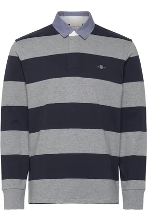 GANT Reg Chambray Stripe Heavy Rugger Tops Polos Long-sleeved Grey