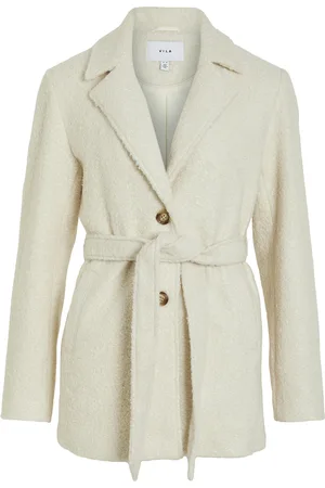 VILA Vitjekki L/S Belted Short Jacket Ulljakke Jakke Cream