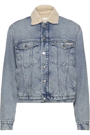 Calvin Klein Regular Sherpa Denim Jacket Dongerijakke Denimjakke Blue