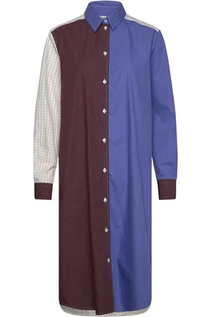 Mads Norgaard Grid Crissy Dress Dresses Shirt Dresses Blue