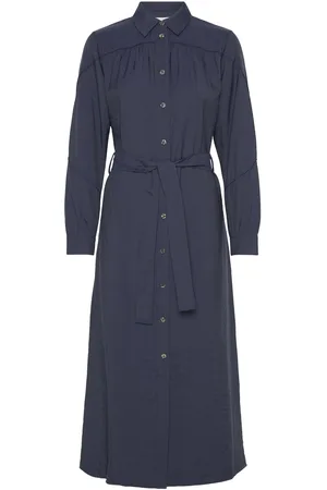 Coster Copenhagen Dress With Belt Knelang Kjole Blue