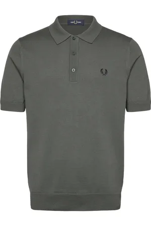 Fred Perry Classic Knitted Shirt Tops Knitwear Short Sleeve Knitted Polos Green