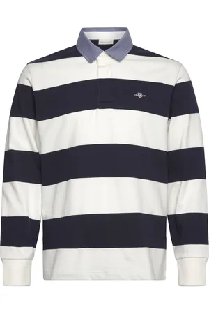 GANT Reg Chambray Stripe Heavy Rugger Tops Polos Long-sleeved Navy