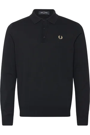 Fred Perry Classic Knitted Shirt Ls Tops Polos Long-sleeved Black