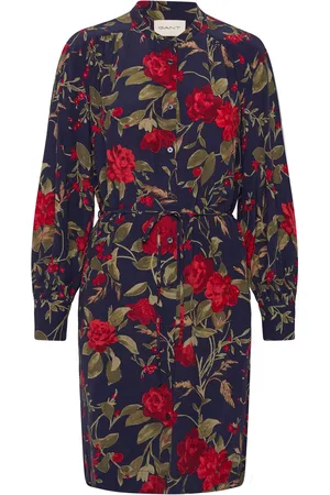 GANT Rel Rose Print Dress Knelang Kjole Navy