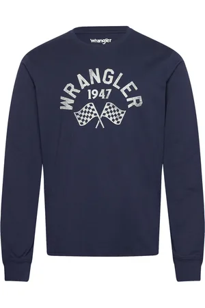 Wrangler Ls Graphic Tee Tops T-shirts Long-sleeved Navy