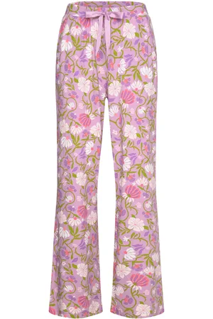 Hunkemöller Pant Jersey Str Flower Pyjamasbukser Pysjbukser Pink