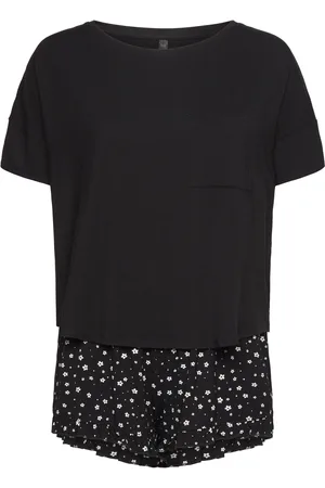 Hunkemöller Pj Short Loosefit Flowers Pyjamas Black