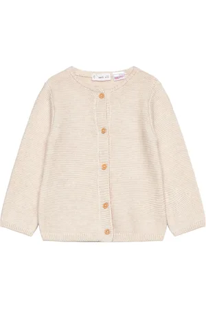 MANGO Button Knit Cardigan Tops Knitwear Cardigans Cream