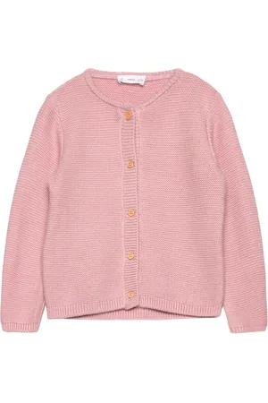 MANGO Button Knit Cardigan Tops Knitwear Cardigans Pink