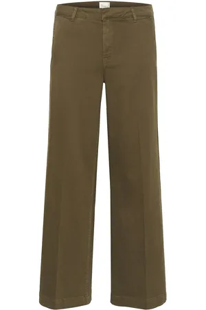 My Essential Wardrobe Laramw 149 Wide Pant Bottoms Trousers Wide Leg Khaki Green