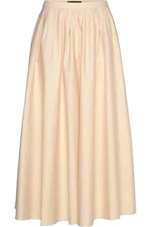 MANGO Pleated Midi-Skirt Skirts Knee-length & Midi Skirts Beige