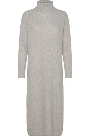 Tommy Hilfiger Wool Cash Roll-Nk Long Dress Knelang Kjole Grey