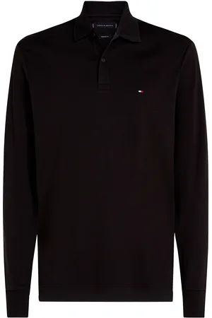 Tommy Hilfiger L/S Liquid Cotton Reg Polo Tops Polos Long-sleeved Black