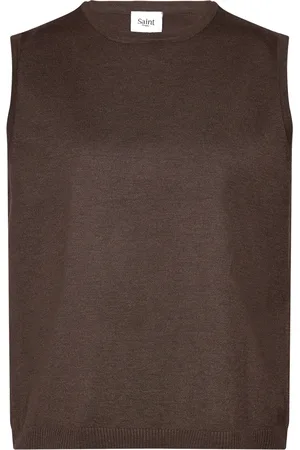 Saint Tropez Milasz Vest Vests Knitted Vests Brown