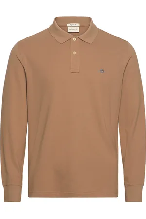 GANT Reg Shield Ls Pique Rugger Tops Polos Long-sleeved Beige