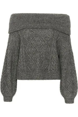 Gestuz Adiegz Off Shoulder Tops Knitwear Jumpers Grey