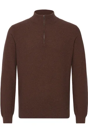 SIR of Sweden Gunvald Tops Knitwear Half Zip Jumpers Brown