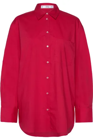 MANGO Pocket Over Shirt Tops Shirts Long-sleeved Red