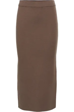 Object Objreynard Hw Knit Skirt Noos Skirts Knee-length & Midi Skirts Khaki Green