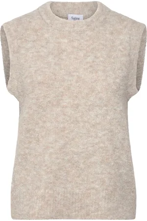Saint Tropez Gelasz Vest Vests Knitted Vests Beige