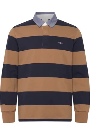 GANT Reg Chambray Stripe Heavy Rugger Tops Polos Long-sleeved Navy