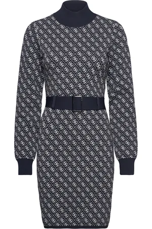 Guess Lise 4G Ls Belted Dress Swtr Kort Kjole Navy