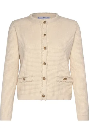 MANGO Button Knit Cardigan Tops Knitwear Cardigans Cream