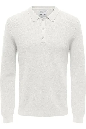Only & Sons Onsphill Reg 12 Rib Ls Polo Knit Tops Polos Long-sleeved White