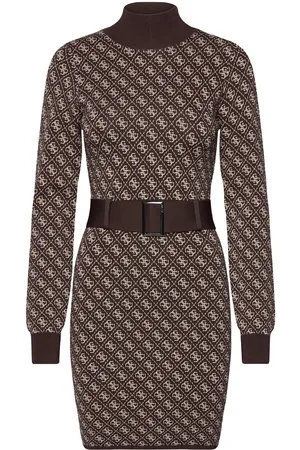 Guess Lise 4G Ls Belted Dress Swtr Kort Kjole Brown