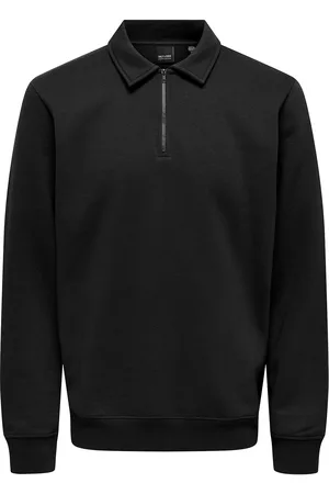 Only & Sons Onsceres 1/4 Zip Sweat Polo Tops Sweat-shirts & Hoodies Sweat-shirts Black