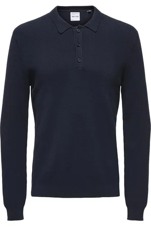 Only & Sons Onsphill Reg 12 Rib Ls Polo Knit Tops Polos Long-sleeved Navy