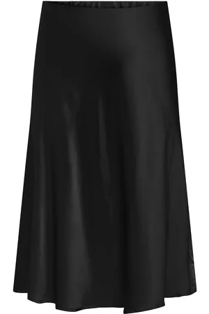 ONLY Cardomina Satin Calf Skirt Wvn Skirts Knee-length & Midi Skirts Black