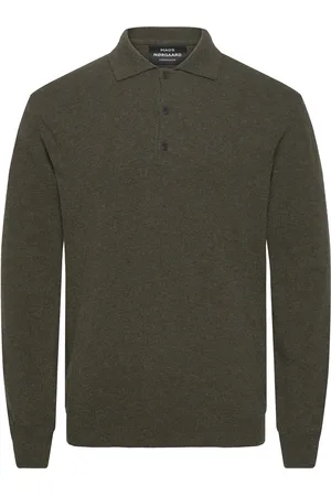 Mads Norgaard Eco Wool Tristan Knit Tops Knitwear Long Sleeve Knitted Polos Khaki Green