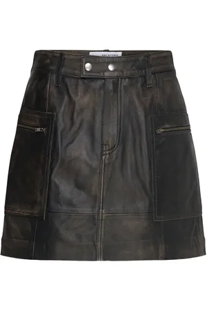 SELECTED Slfnana Mw Mini Leather Skirt Skirts Short Skirts Black