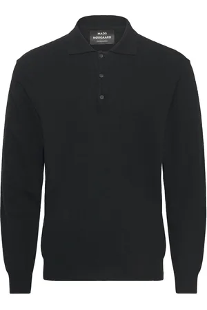 Mads Norgaard Eco Wool Tristan Knit Tops Knitwear Long Sleeve Knitted Polos Black