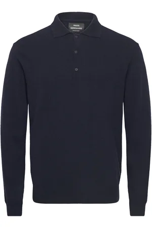 Mads Norgaard Eco Wool Tristan Knit Tops Knitwear Long Sleeve Knitted Polos Navy