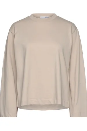 SELECTED Slfelisa Ls Boxy Tee D2 Tops T-shirts & Tops Long-sleeved Beige