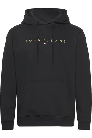 Tommy Hilfiger Tjm Reg Linear Gold Hood Ext Tops Sweat-shirts & Hoodies Hoodies Black