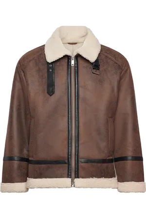 Lindbergh Faux Shearling Jacket Skinnjakke Skinnjakke Brown