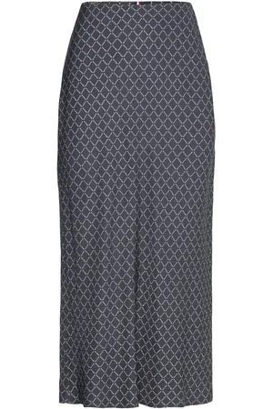 Tommy Hilfiger Printed Viscose Midi Skirt Skirts Knee-length & Midi Skirts Navy