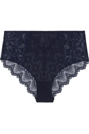 Understatement Lace Mesh Highwaist Briefs Lingerie Panties High Waisted Panties Navy