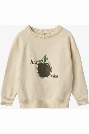 Fliink Alon Apple Text Pullover Tops Sweat-shirts & Hoodies Sweat-shirts Cream