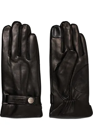 Calvin Klein Leather Rivet Gloves Accessories Gloves Finger Gloves Black
