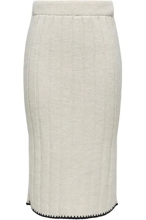 ONLY Onlchick Stitch Mv Skirt Knt Skirts Knee-length & Midi Skirts Cream