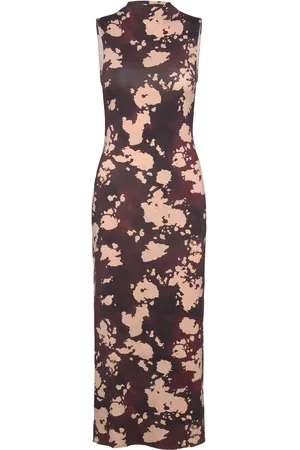 MANGO Midi Printed Dress Maxikjole Festkjole Burgundy