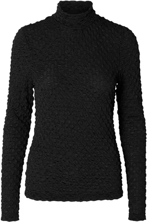 SELECTED Slftimmi Ls High Neck Structure Top Tops T-shirts & Tops Long-sleeved Black