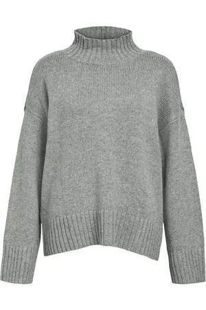 Object Objagnes Lo Ls H.neck Knit Pullover Noos Tops Knitwear Turtleneck Grey