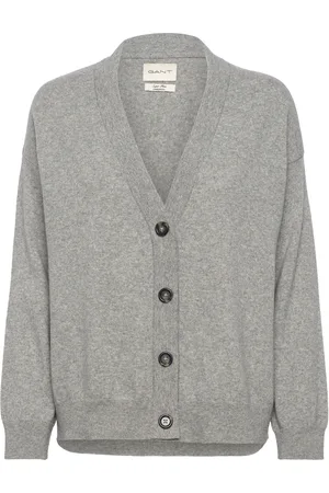 GANT Superfine Lambswool Cardigan Tops Knitwear Cardigans Grey